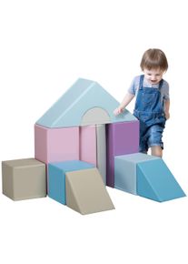 HOMCOM 11 Piece Soft Play Equipment for Toddlers, Soft Play Set Kids Foam Blocks Toys for Climb and Crawl, Blue | Aosom Ireland