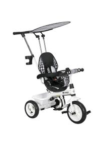 HOMCOM 4 in 1 Tricycle for Kids with 5-point harness straps, Removable Canopy, White | Aosom Ireland
