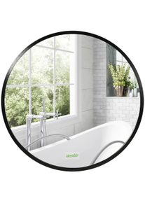 kleankin Round Bathroom Mirror: Wall-Mounted Makeup Mirror with Aluminium Frame, Black | Aosom Ireland