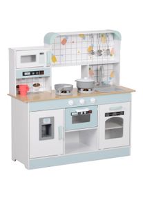 AIYAPLAY Toy Kitchen, Pretend Role Play Kitchen with Hob, Sound and Light, Coffee Machine, Ice Maker, Microwave | Aosom Ireland