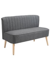 HOMCOM Modern Double Seat Sofa Loveseat Couch 2 Seater Compact Sofa Padded Linen Wood Leg Dark Grey | Aosom Ireland