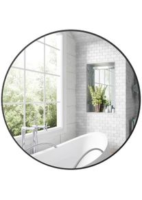 HOMCOM Round Bathroom Mirror, 70 x 70cm Steel Framed Wall Mirror, Decorative Mirror for Bedroom, Living Room, Entryway, Black | Aosom Ireland