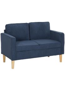 HOMCOM Small Two-Seater Corduroy Sofa - Blue | Aosom Ireland
