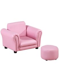 HOMCOM Toddler Chair Single Seater Kids Sofa Set Children Couch Seating Game Chair Seat Armchair w/ Free Footstool (Pink) | Aosom Ireland
