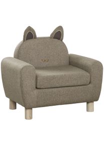 HOMCOM Kids Sofa Toddler Chair Children Armchair for Preschool Bedroom Playroom with Ear Modeling Wood Brown | Aosom Ireland