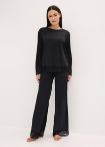 Pyjamas med nydelige blonder, svart, størrelse 56/58 (3XL), bonprix