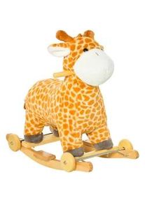 HOMCOM Kinder Schaukeltier, Gelb, Plüsch+ Pappel , Holz , 38x63x63 cm , Spielzeug, Kinderspielzeug, Sonstiges Spielzeug