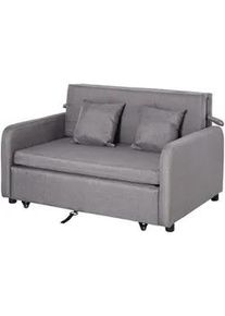 HOMCOM Schlafsofa mit Stauraum, Grau , Textil , 136x84x92 cm , Wohnzimmer, Sofas & Couches, Schlafsofas