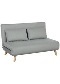 HOMCOM Schlafsofa Sofa mit Schlaffunktion 130 X 78 cm Couch mit Lendenkissen, Hellgrau , Textil , Kautschukholz , Füllung: Polyester,Polyester , 78x79x130 cm , Wohnzimmer, Sofas & Couches, Schlafsofas