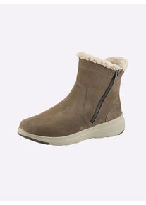 Damen Stiefelette mit doppeltem Rei&szlig;verschluss in beige ,Gr&ouml;&szlig;e 39, Witt, 100% Veloursleder