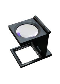 1 Opvouwbaar vergrootglas/precisieloep/metalen dradenteller zonder vervorming, 6 x vergrotend, metaal, zwart