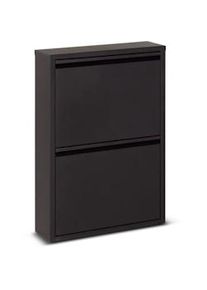 NATURN LIVING Scarpiera 2 ante - 50 x 15 x 71,5 cm - Scarpiera - Sistema di stoccaggio per scarpe - Scatola portaoggetti in metallo - Nero