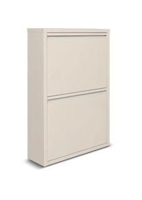 NATURN LIVING Scarpiera 2 ante - 50 x 15 x 71,5 cm - Scarpiera - Sistema di stoccaggio per scarpe - Scatola portaoggetti in metallo - Bianco