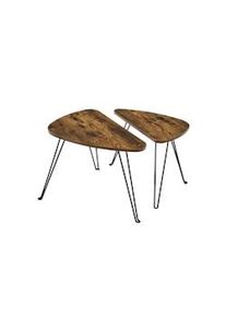 VASAGLE Conjunto de 2 mesas laterais, para sala de estar,estilo industrial, marrom rústico e preto