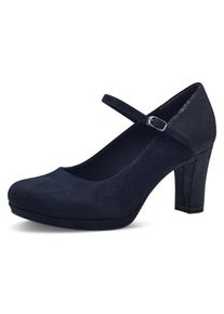 Tamaris , Spangenpumps mit Metallic-Applikation an der Ferse und Absatz , navy , 40 , 40 , Eleganter Pumps mit verstellbaren Riemchen