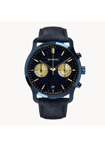 Sorpasso Chronograph - Men's watch - Blue - Sapphire-hardened mineral glass - leather bracelet - 42 mm - Chronograph with a quartz movement - deTomaso