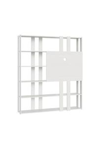 Itamoby Parete Attrezzata N Kato 6R 6 fasce lunghe 2 fasce corte 2 fasce medie pannello TV L.178 P.36 H.204 Bianco Frassinato
