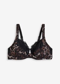 bonprix Női Merev&iacute;tős melltart&oacute; kip&aacute;rn&aacute;zott v&aacute;llp&aacute;ntokkal &eacute;s finom csipk&eacute;vel, fekete, 95