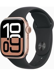 Apple Watch Series 10 Aluminium 42 mm (2024) | GPS | roségold | Sportband M/L | svart