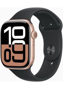 Apple Watch Series 10 Alluminio 46 mm (2024) | GPS | rosé dorato | Cinturino Sport M/L | nero