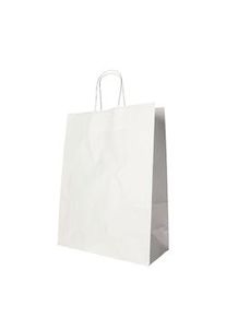 Papstar 25 bolsas, papel 35 cm x 26 cm x 12 cm blanco con asa retorcida