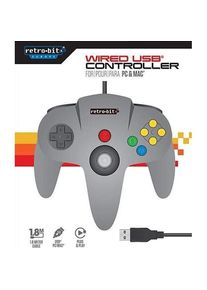 retro-bit N64 USB Controller (PC, Mac), Gaming Controller, Grau