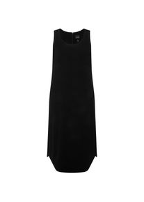 Ulla Popken, Damen, Kleider, Acetat-Midikleid, A-Linie, Rundhals, ärmellos, Taschen, Schwarz, (50, 52)