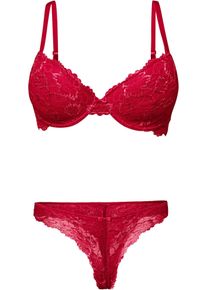 Schalen-BH +String aus zarter Spitze (2-tlg.Set), rot, Größe 85B (44/46), bonprix