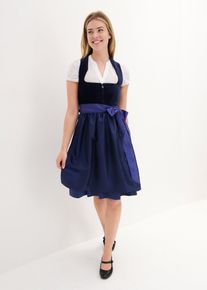 Dirndl mit Samt-Mieder und Satin-Schürze (2-tlg.Set), blau, Größe 48, Samt, bonprix