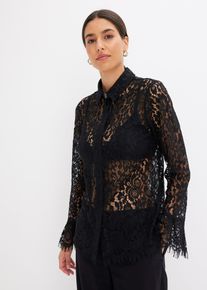 Bluse aus Spitze, schwarz, Größe 54, mit Baumwolle, bonprix