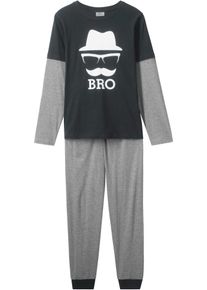 Pyjama (2-tlg.), grau, Gr&ouml;&szlig;e 128/134, mit Baumwolle, bonprix