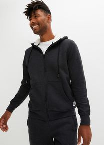 Thermo-Sweatjacke mit Kuschel-Fleece-Futter, schwarz, Gr&ouml;&szlig;e 52/54 (L), mit Baumwolle, bonprix