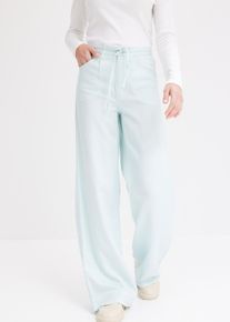 bonprix Femei Pantaloni cu pense din Lyocell cu cordon, albastru, 48