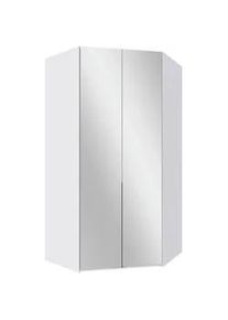 Mid.you Eckkleiderschrank , Weiß , Metall , 9 Fächer , 120x236x120 cm , BQ - Bündnis für Qualität, Made in Germany, DIN EN ISO 9001 , umfangreiches Zubehör erhältlich, in verschiedenen Größen erhältlich, in verschiedenen Holzdekoren erhältlich, Schrankfront mit Spiegel , Schlafzimmer, Kleiderschränke, Eckschränke