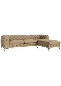 S-Style Möbel Ecksofa Chesterfield Laura Beige Samt , Textil , Echtholz,Buche, Birke , Füllung: Polyetherschaumkern,Polyetherschaumkern , Eckteil, L-Form, Ottomane rechts,L-Form , 305x200 cm , Blauer Engel, FSC Mix, Oeko-Tex®, Hergestellt in Europa , Wohnzimmer, Sofas & Couches, Wohnlandschaften, Ecksofas