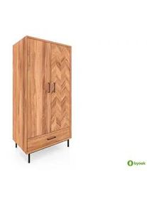 byoak Kleiderschrank 2 Türen Leon Kernbuche , Holz , Echtholz,Buche , 97x196x45 cm , Schlafzimmer, Kleiderschränke, Drehtürenschränke