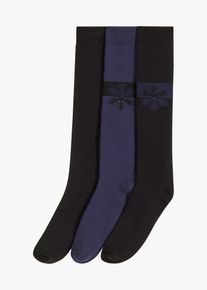 bonprix Podkolan&oacute;wki ocieplane ze spodnią stroną z miękkiej frotte, z bawełną organiczną (3 pary), czarny, 39-42