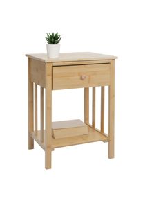 Bambus Nachttisch HWC-O72, Nachtkonsole Beistelltisch Nachtschrank Schrank, Schublade Fach 55x40x30cm