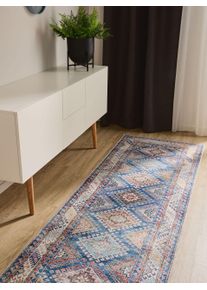 benuta Basic L&oslash;per George Blauw 80x240 cm Vintage