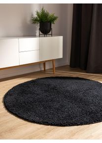 benuta Basic Tapis shaggy lavable Soho Noir diam&egrave;tre 120 cm