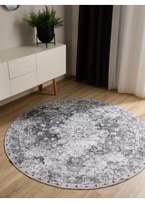 benuta Basic Tapis lavable George Anthracite diam&egrave;tre 120 cm