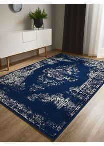 benuta Basic Teppe Sia Blauw 120x170 cm Vintage