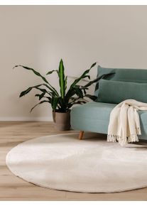 benuta Basic Faux Fur Rug Furry Beige &oslash; 80 cm round - Stylish Faux Fur Rugs