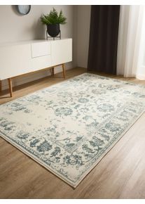 benuta Basic Teppich Suki Cream/Mint 80x150 cm - Vintage-Stil Teppich im Used-Look