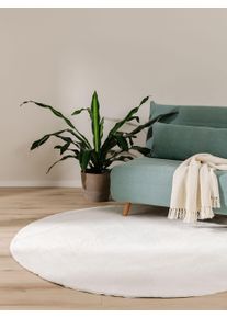 benuta Basic Faux Fur Rug Furry Cream &oslash; 80 cm round - Stylish Faux Fur Rugs