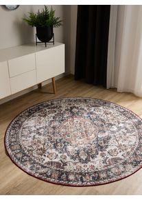 benuta Basic Tapis lavable George Multicouleur/Rouge diam&egrave;tre 120 cm