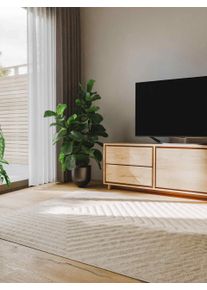 Tapis poil ras Leo Cr&egrave;me 120x170 cm - Tapis poil court design moderne pour salon