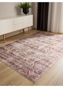 benuta Basic Tapis Vintage lavable George Multicouleur/Fuchsia 60x120 cm - Tapis poil ras / effet us&eacute;