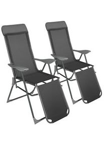 TecTake Set di 2 sedie pieghevoli Jana in alluminio con poggiatesta e poggiapiedi - 405972