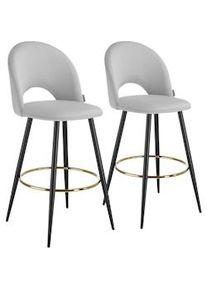 TecTake Sgabello Sachel con schienale, effetto velluto - 405858